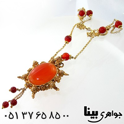 سینه ریز عقیق یمنی زنانه درشت فاخر زیر خاکی رز _کد:1238