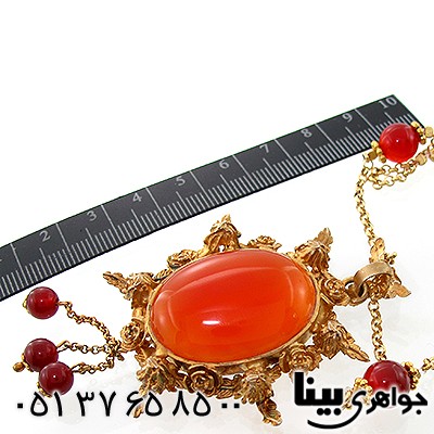 سینه ریز عقیق یمنی زنانه درشت فاخر زیر خاکی رز _کد:1238