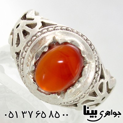 انگشتر عقیق یمنی مردانه سنتی شبکه کاری _کد:7736