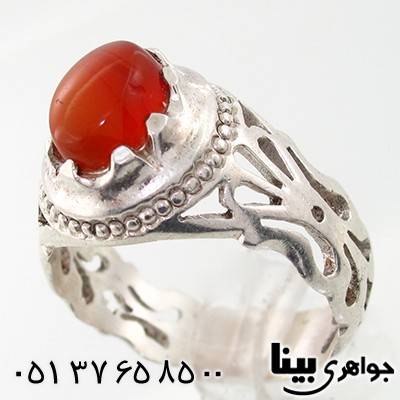 انگشتر عقیق یمنی مردانه سنتی شبکه کاری _کد:7736