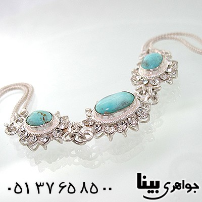 دستبند فیروزه نیشابوری زنانه دور جواهری _کد:7738