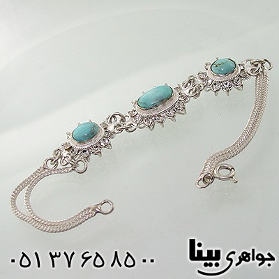 دستبند فیروزه نیشابوری زنانه دور جواهری _کد:7738