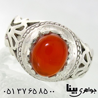 انگشتر عقیق یمنی مردانه شبکه کاری _کد:7741