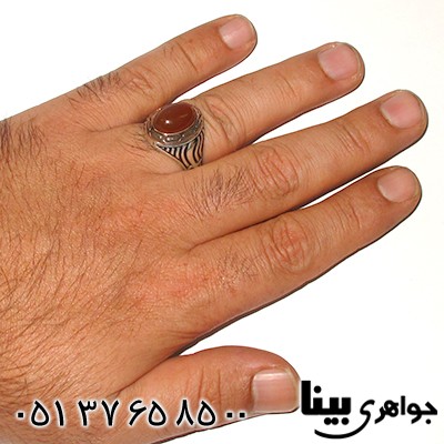انگشتر عقیق قرمز مردانه مدل ذوالفقار _کد:7760