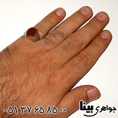 انگشتر عقیق قرمز مردانه دور طلایی _کد:7762