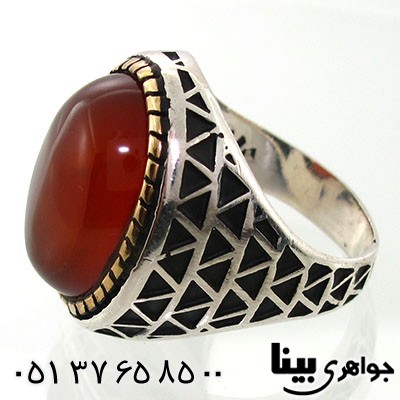 انگشتر عقیق سلیمانی مردانه درشت و سنگین مدل هرم _کد:7764