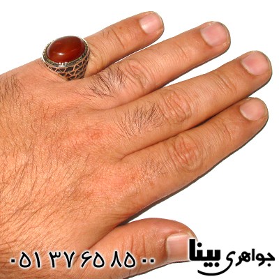 انگشتر عقیق سلیمانی مردانه درشت و سنگین مدل هرم _کد:7764