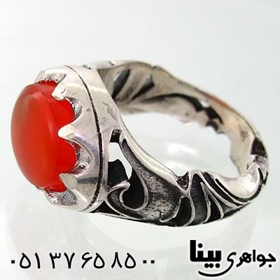 انگشتر عقیق یمنی مردانه با نقش علی _کد:7769