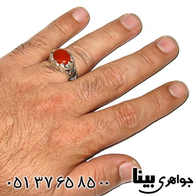 انگشتر عقیق یمنی مردانه با نقش علی _کد:7769