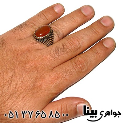 انگشتر عقیق قرمز مردانه درشت و سنگین دور طلایی _کد:7775