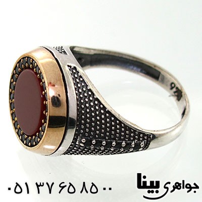 انگشتر عقیق قرمز دور اونیکس _کد:7777