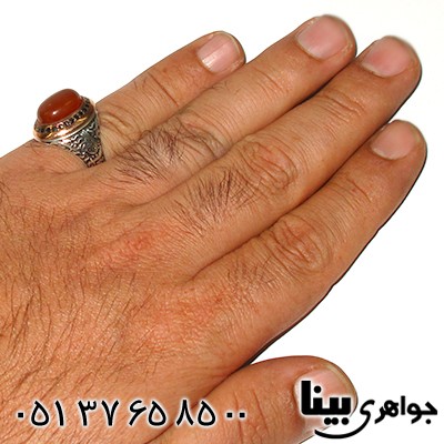 انگشتر عقیق سلیمانی مردانه بسم الله _کد:7778