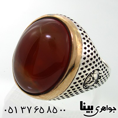انگشتر عقیق سلیمانی مردانه درشت و سنگین سنتی _کد:7782