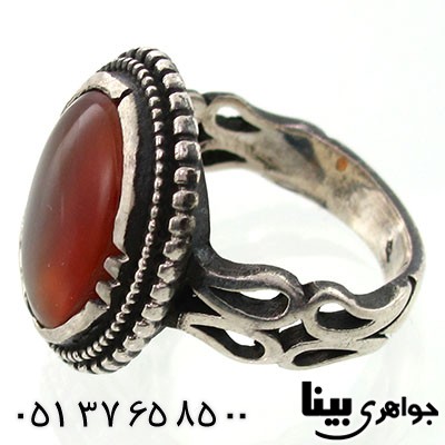 انگشتر عقیق یمنی مردانه درشت مدل صفوی _کد:7787