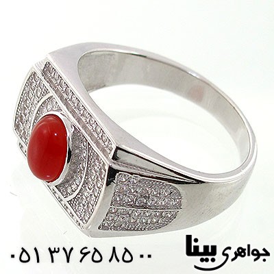 انگشتر عقیق قرمز مردانه مدل ایتالیایی _کد:7788