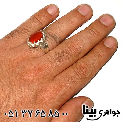 انگشتر عقیق یمنی مردانه درشت و سنگین مدل جاوید _کد:7791