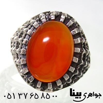 انگشتر عقیق یمنی مردانه درشت مدل ضریح _کد:7796