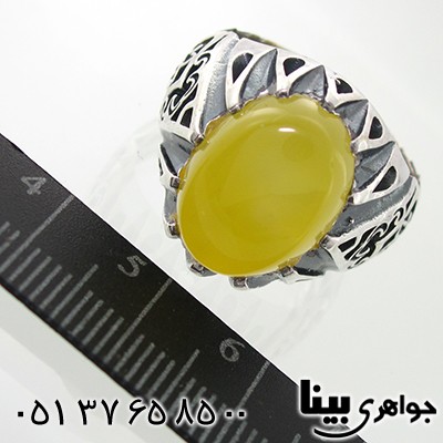 انگشتر عقیق شرف الشمس مردانه درشت با نقوش اسلیمی _کد:7806