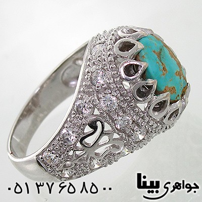 انگشتر فیروزه نیشابوری شجری مردانه رادیوم لوکس _کد:7812
