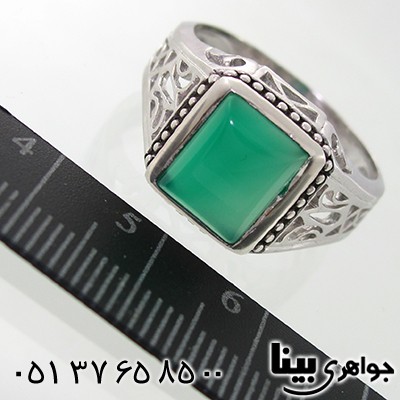 انگشتر عقیق سبز مردانه مربعی _کد:7816