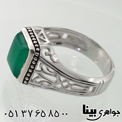 انگشتر عقیق سبز مردانه مربعی _کد:7816