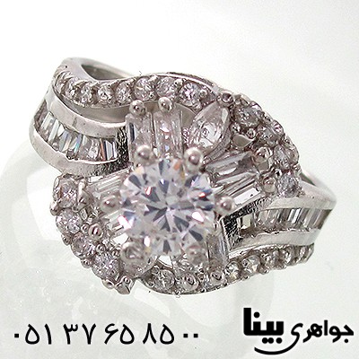انگشتر نقره نگین سوئیسی زنانه جواهر درخشان _کد:7818