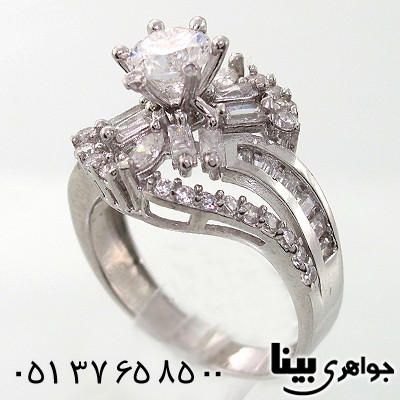 انگشتر نقره نگین سوئیسی زنانه جواهر درخشان _کد:7818