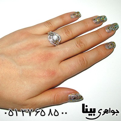 انگشتر نقره نگین سوئیسی زنانه جواهر درخشان _کد:7818