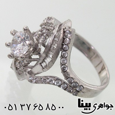 انگشتر نقره نگین سوئیسی مدل رخساره _کد:7831