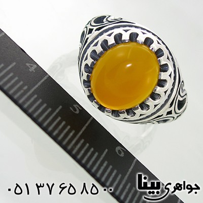 انگشتر عقیق شرف الشمس مردانه مدل ترمه _کد:7832