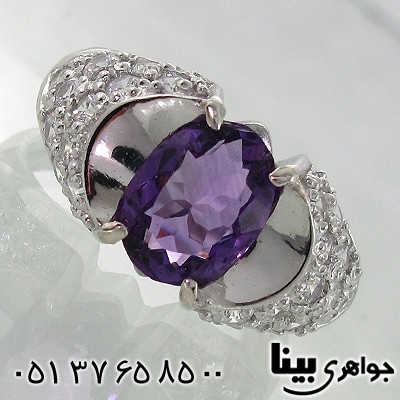 انگشتر آمتیست برزیلی درجه یک مردانه رادیوم لوکس _کد:7839
