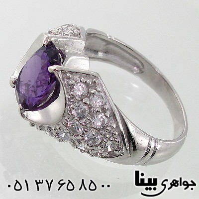 انگشتر آمتیست برزیلی درجه یک مردانه رادیوم لوکس _کد:7839