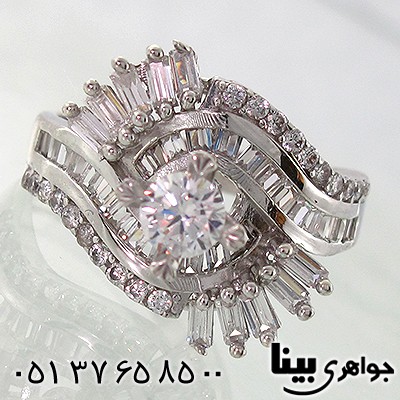 انگشتر نقره جواهر نشان زنانه مدل شیفته _کد:7844