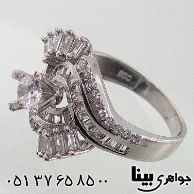 انگشتر نقره جواهر نشان زنانه مدل شیفته _کد:7844