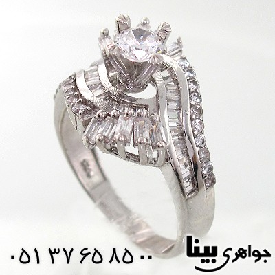 انگشتر نقره جواهر نشان زنانه مدل شیفته _کد:7844
