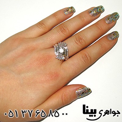 انگشتر نقره جواهر نشان زنانه مدل شیفته _کد:7844