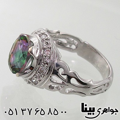 انگشتر توپاز هفت رنگ اسلیمی رادیوم لوکس _کد:7845