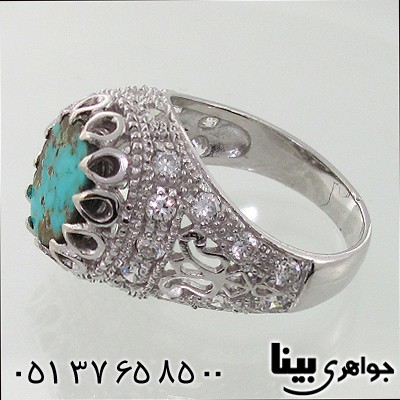 انگشتر فیروزه نیشابوری شجری مردانه رادیوم لوکس _کد:7848