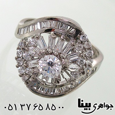 انگشتر نقره نگین سوئیسی زنانه مدل تاج _کد:7849