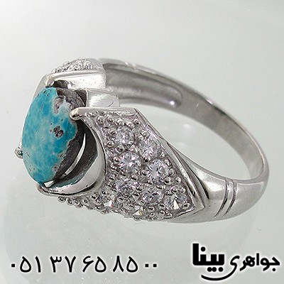 انگشتر فیروزه نیشابوری مردانه رادیوم لوکس _کد:7866