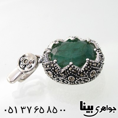 گردنبند زمرد زنانه مارکازیت هانگ مدل تاج _کد:7875