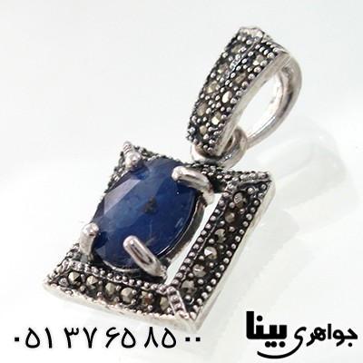 گردنبند یاقوت کبود زنانه مارکازیت هانگ مربعی _کد:7879