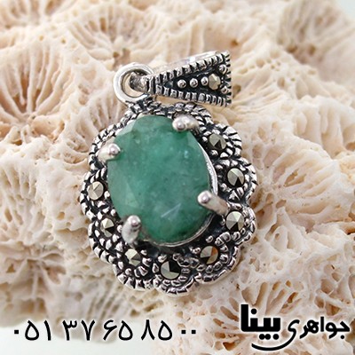 گردنبند زمرد زنانه مارکازیت هانگ مدل غنچه _کد:7891