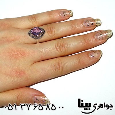 انگشتر آمتیست زنانه مارکازیت هانگ _کد:7921