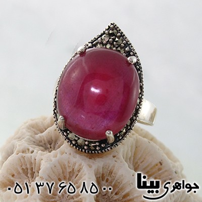انگشتر یاقوت سرخ زلال زنانه درشت و صاف مارکازیت هانگ _کد:7923