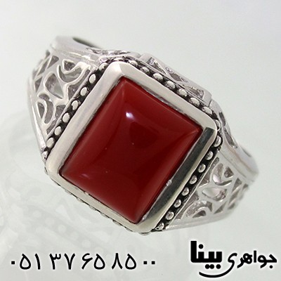 انگشتر عقیق قرمز مردانه _کد:7924