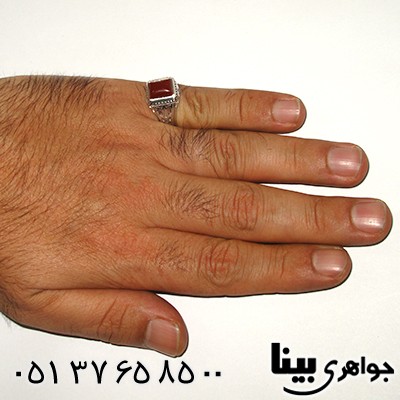 انگشتر عقیق قرمز مردانه _کد:7924