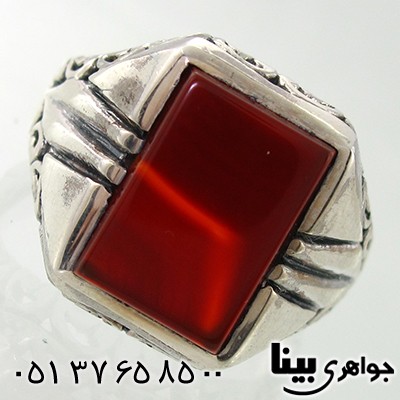 انگشتر عقیق قرمز مردانه کلاسیک _کد:7926