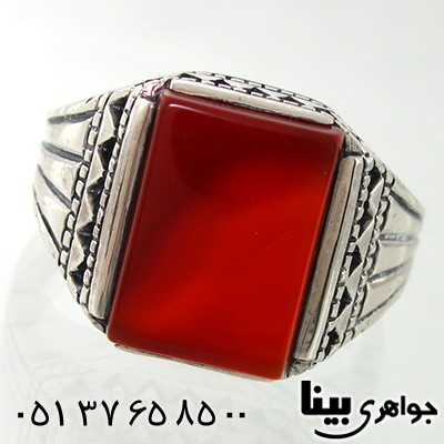 انگشتر عقیق قرمز مردانه مدرن _کد:7931