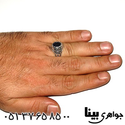 انگشتر یاقوت کبود آفریقایی مردانه یا علی قرینه _کد:7934